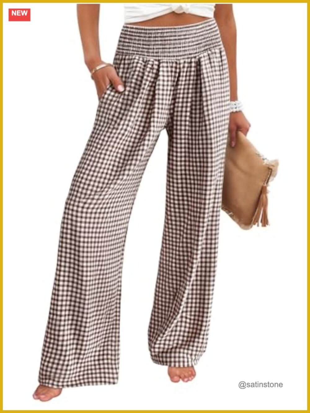 Wide Leg Palazzo Lounge Pants Smocked Elastic Waist Pull On